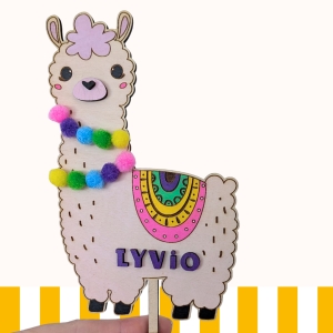 Topper gâteau lama cactus, décoration anniversaire bohème mexicaine, accessoire fête coloré et réutilisable.