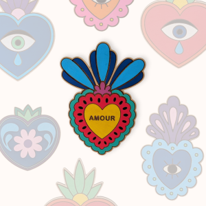 Cœur mexicain « Amour » suspendu au mur, décoration artisanale colorée en bois peint à la main