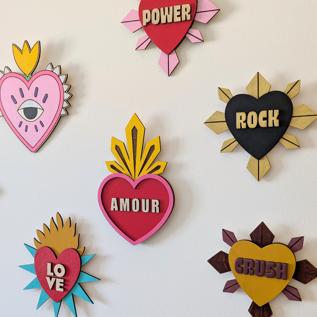 Créoles interchangeables couronne artisanales en vert, rose, or et or rose