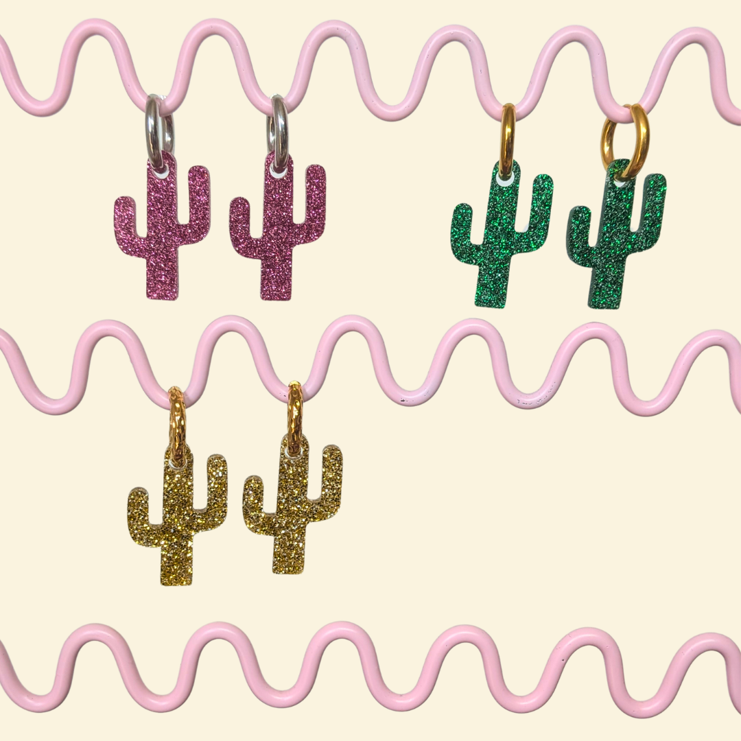 Créoles interchangeables couronne artisanales en vert, rose, or et or rose