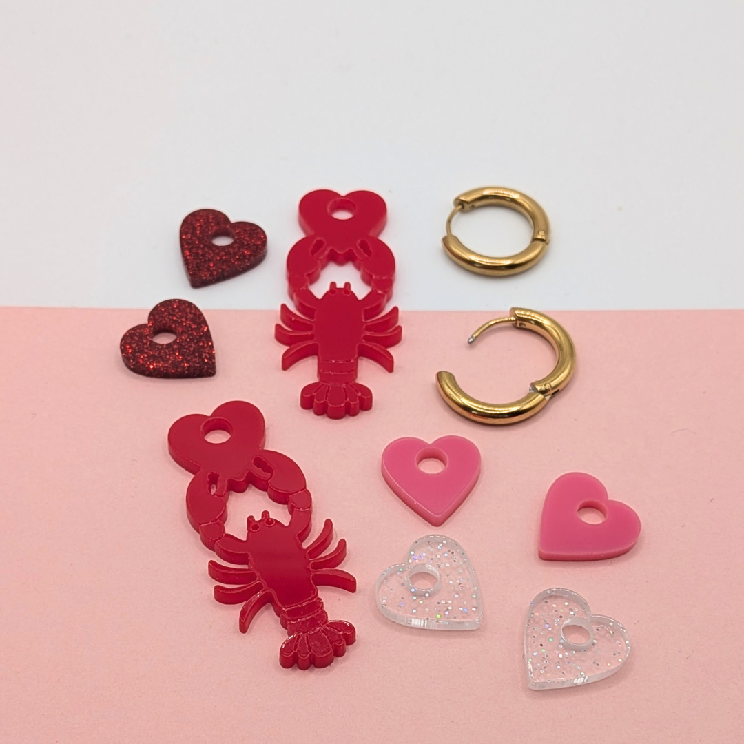 Créoles interchangeables couronne artisanales en vert, rose, or et or rose